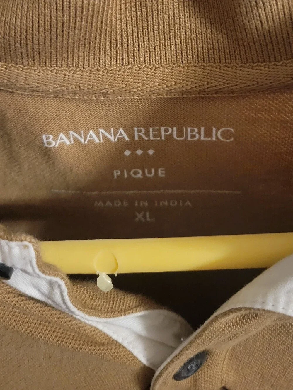 Banana Republic Men's Caramel Polo with Thin Black Stripes